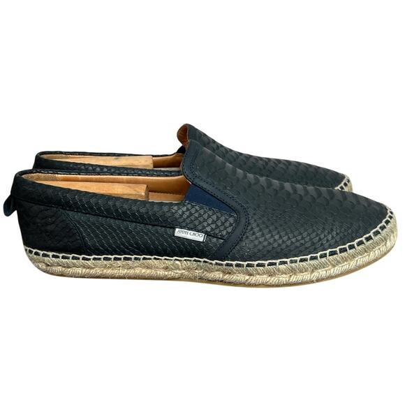 Men’s Jimmy Choo Blue Python Embossed Leather Slip On Sneakers Size 43.5 US 10.5 - Picture 5 of 10